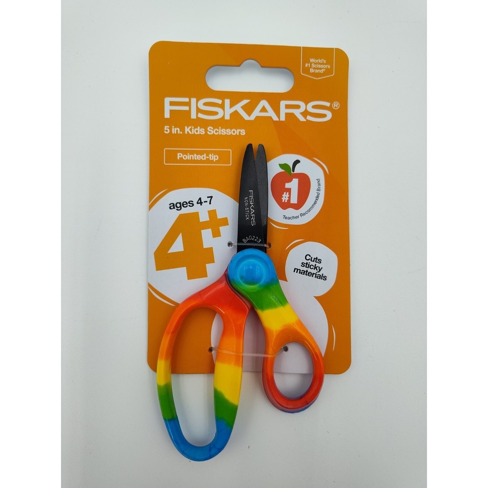 FISKARS 5" Kids Scissors Pointed 4+ Tip Safety Edge Blades‎ Youth👀SEE📏📸